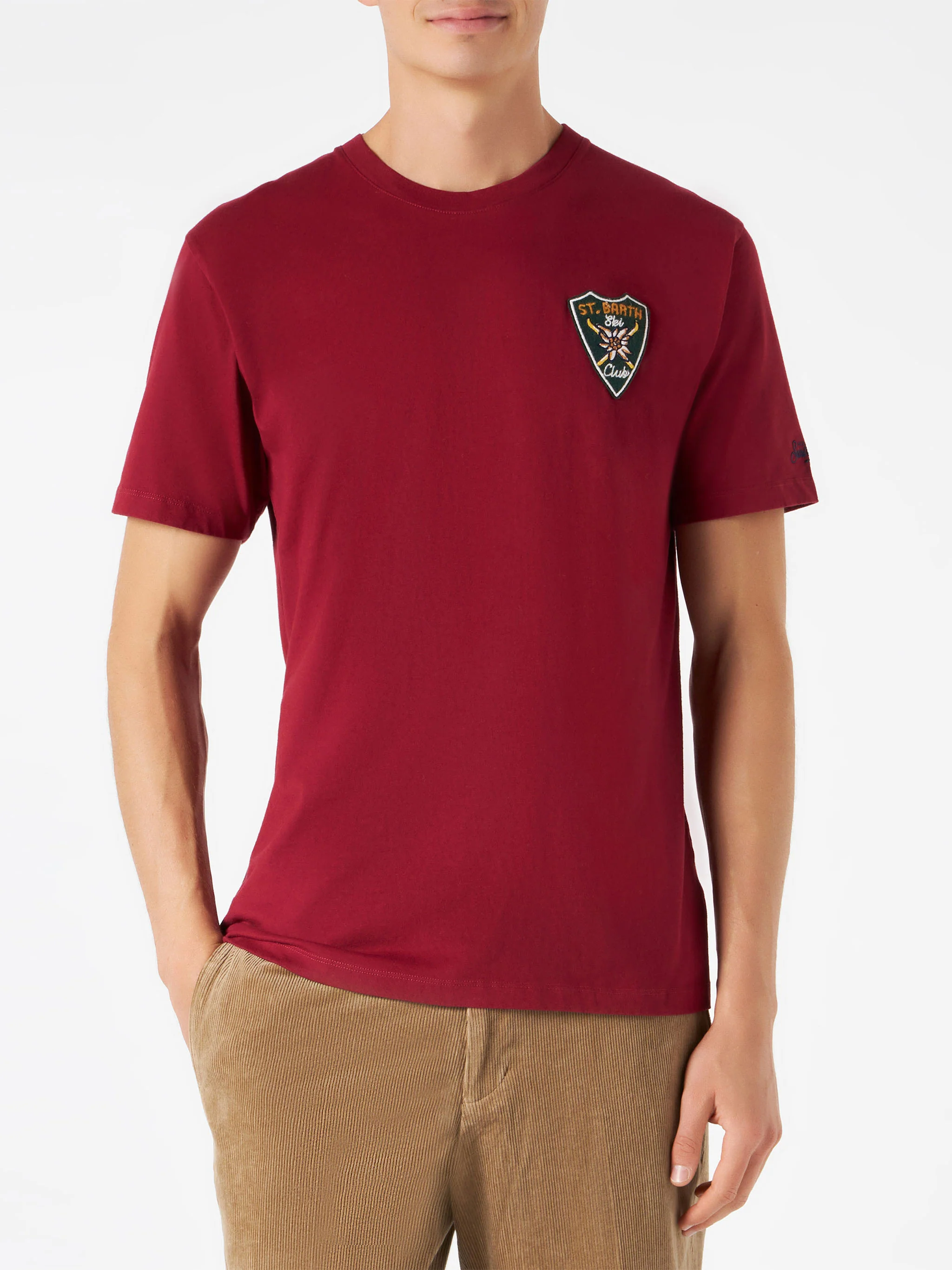 Herren-T-Shirt mit Burgunderrot und Aufdruck