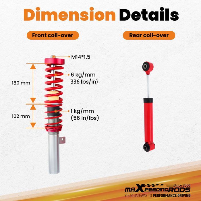 Coilover schokdempers voor Peugeot 206 1998-2013 1.1 1.4 2.0 16V