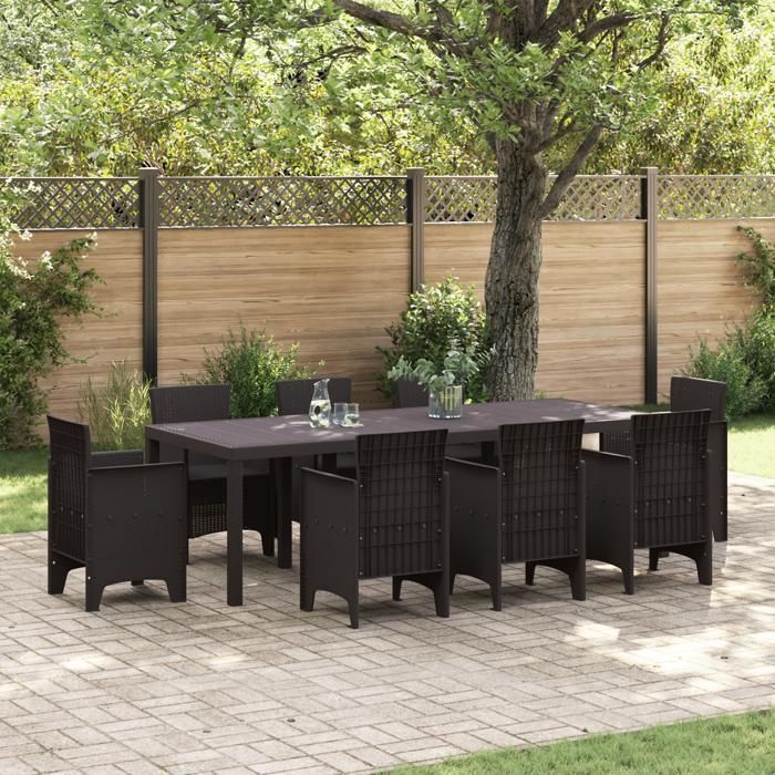 vidaXL Grande table de jardin rectangulaire | Mobilier d'extérieur marron, accueillant jusqu'à 8 personnes, surface lisse 871693