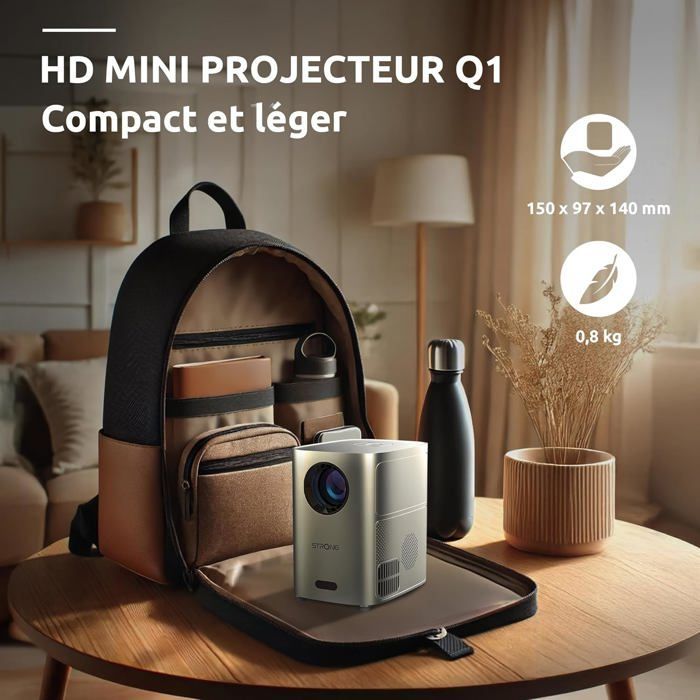 Proyector de vídeo portátil - ZGEER - Q1 - Resolución HD 720p - Compatible con Full HD 1080p - 180 lúmenes ANSI