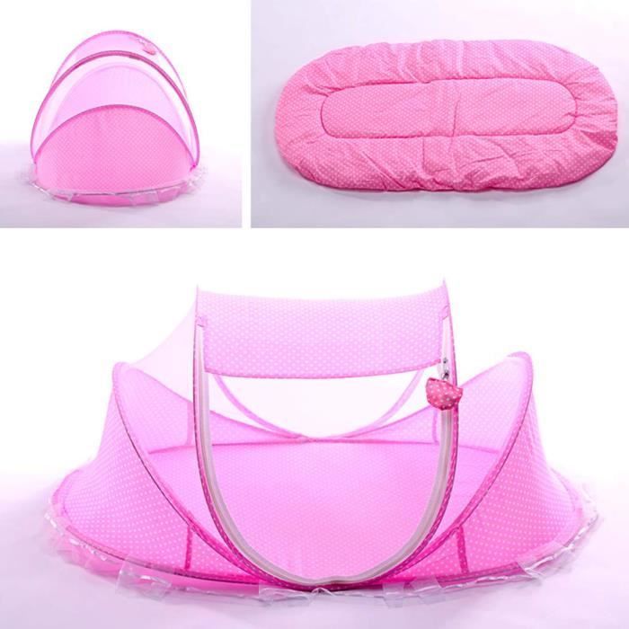 Cuna de bebé, cuna de viaje plegable, cuna de bebé con mosquitera, cama de viaje ligera con colchón grueso.