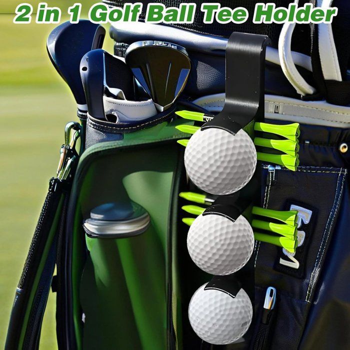1 artículo - Soporte para pelotas de golf 2 en 1 - Clip para guardar pelotas de golf - Accesorios de golf - Negro - 19,5 x 4,5 x 2,3 cm