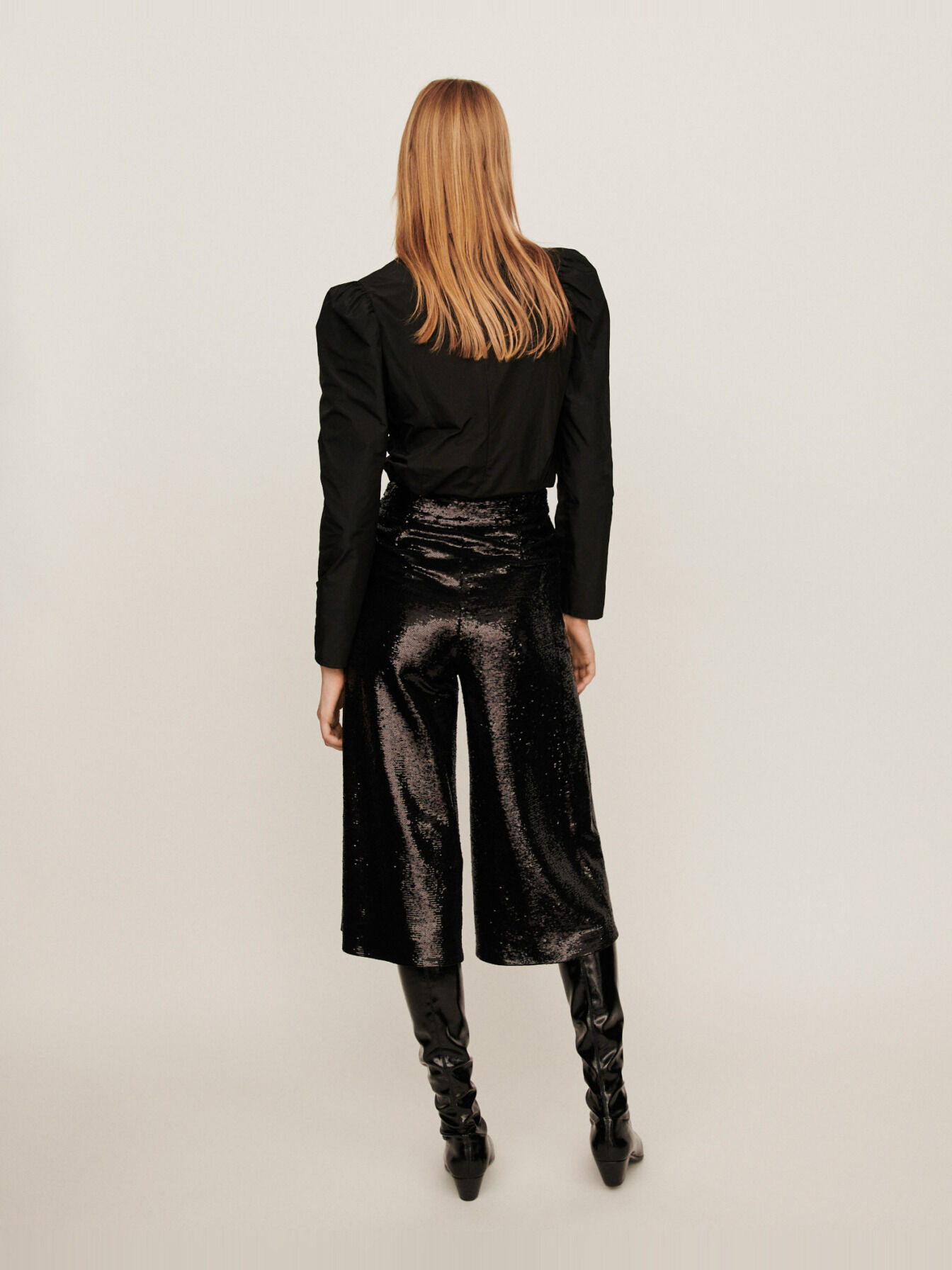 Pantaloni scurți Bermuda cu paiete - Negru