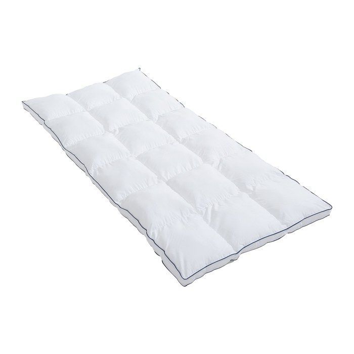 Colchón individual antiácaros de confort extra, 90 x 190 cm, funda de satén de 120 hilos, relleno de 1000 g/m², blanco con ribete azul.