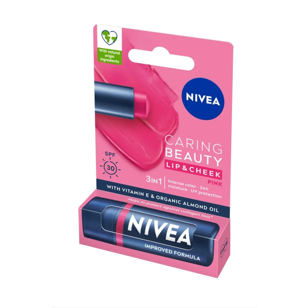 Nivea Pielęgnująca pomadka do ust Caring Beauty 3w1 Pink