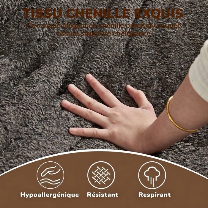 Canapé Togo 2 Places Chenille Togging Design, Fauteuil Sol Lounge sans Accoudoirs, Mousse Mémoire – Confort Nuageux
