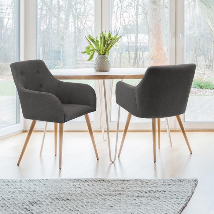 IDMARKET Set of 2 DANIA Scandinavian dining chairs, grey