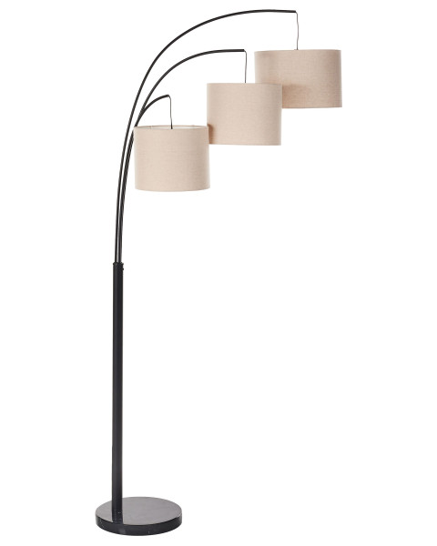 Lampa podłogowa stojąca 3 klosze materiałowe beżowa