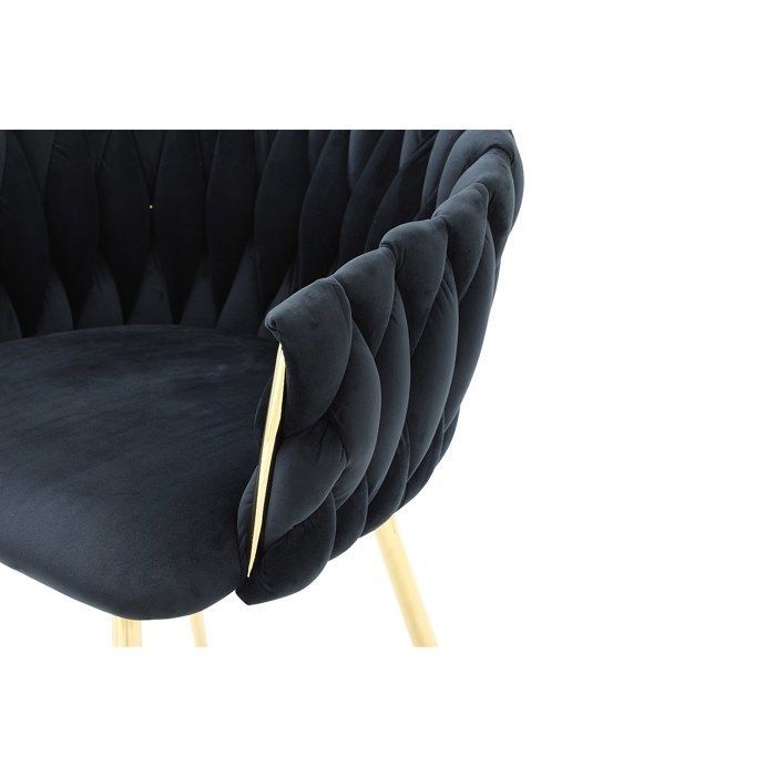 Lot de 6 chaises avec accoudoirs en velours et métal doré - Noir - ELEGANO