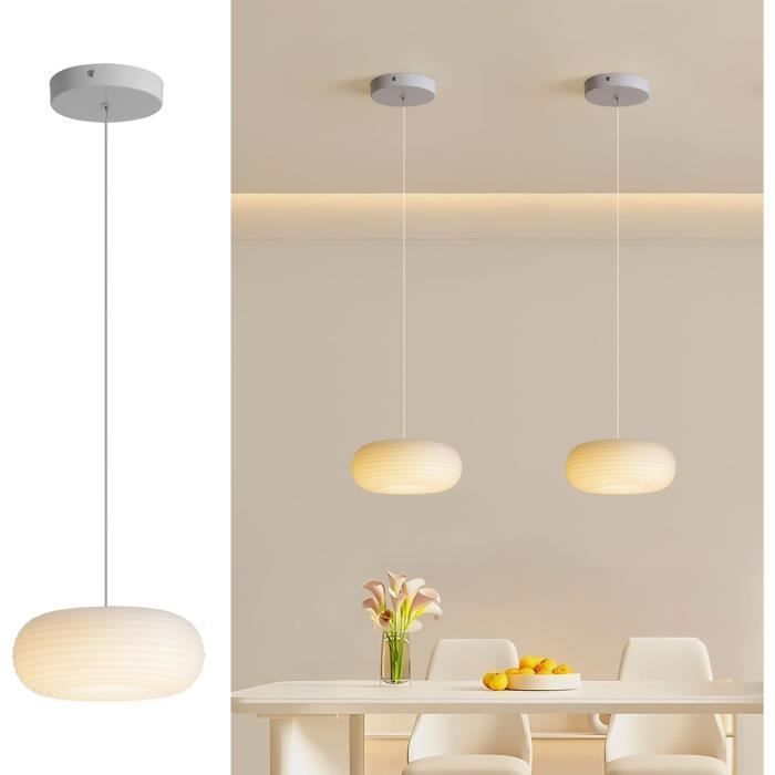 GANEED LED-Pendelleuchte – Minimalistische ovale Kücheninselleuchte – 12 W – Weiß – 1 Stück