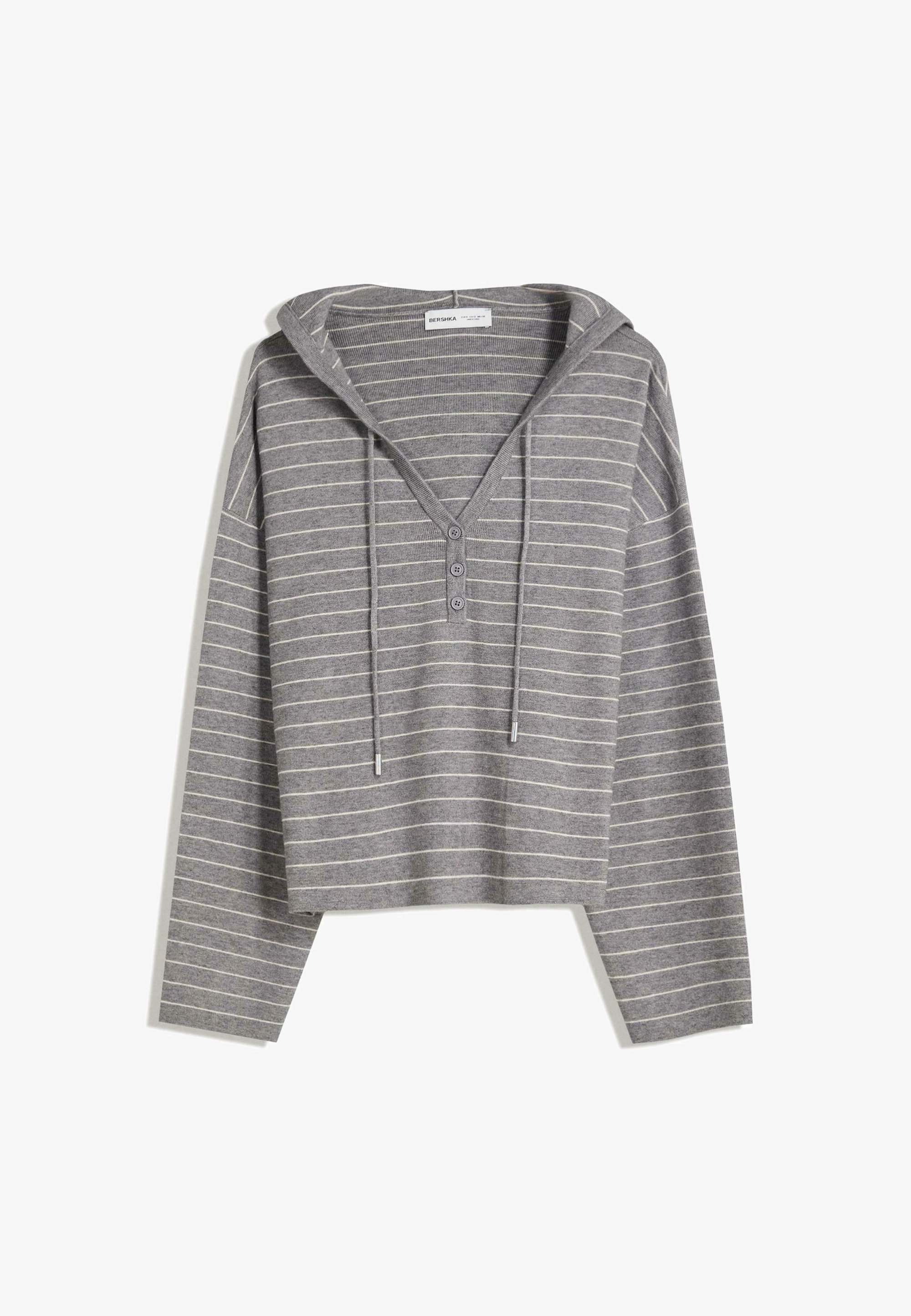 Mikina s kapucňou Bershka - sivá