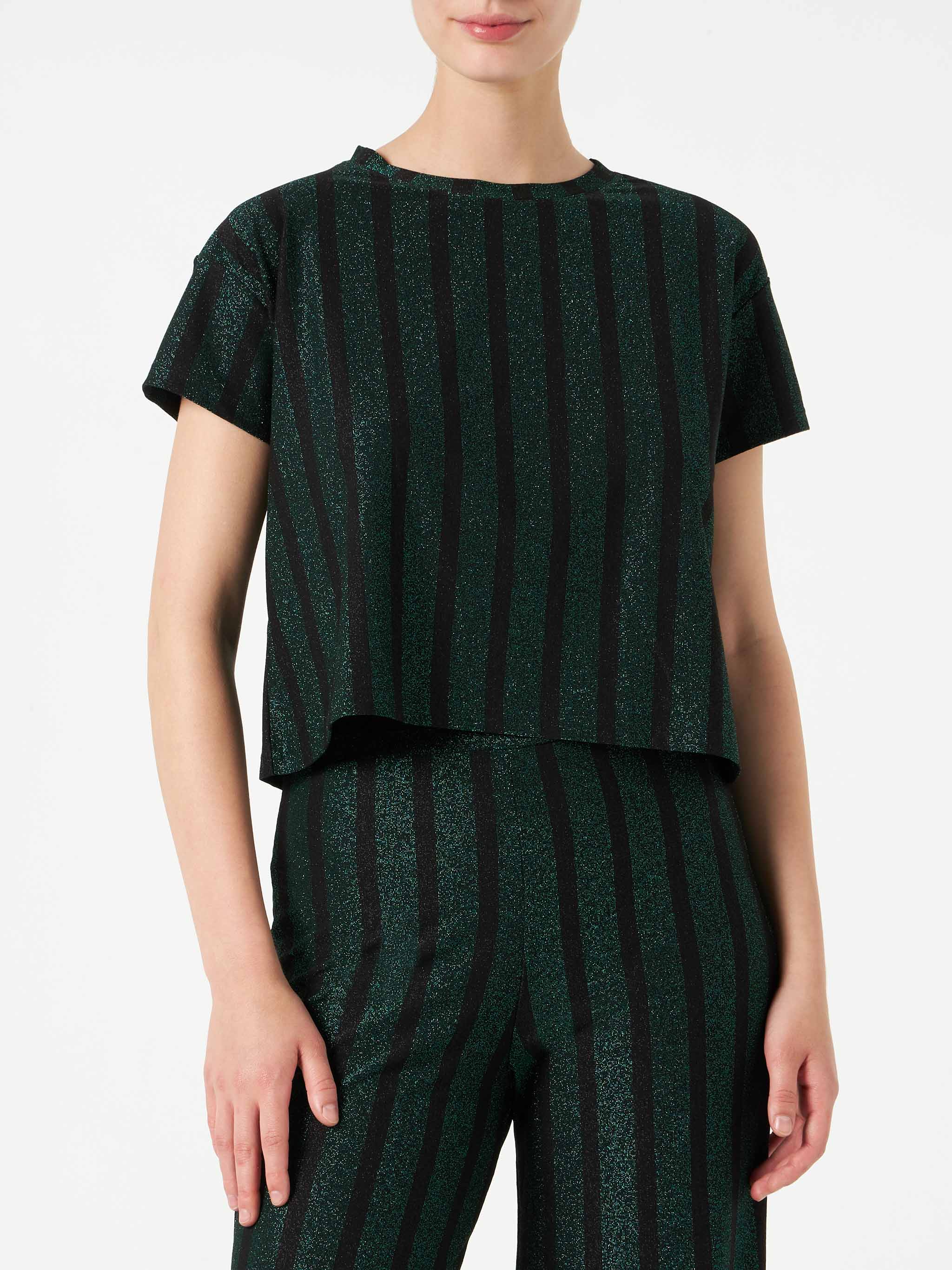 Top de punto a rayas brillantes