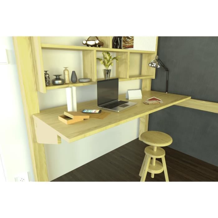Bureau tablette pour lit mezzanine - ABC MEUBLES - Largeur 90 - Couleur Miel - Bois massif
