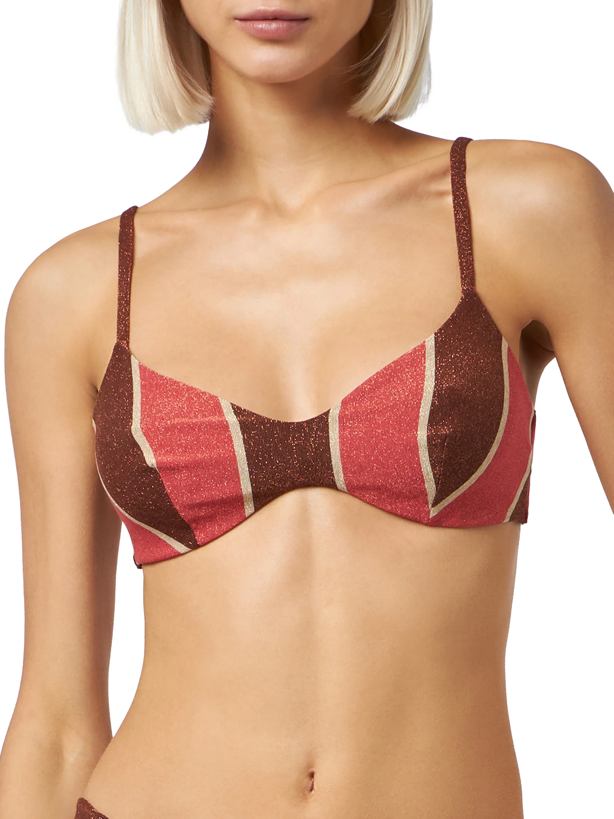 Bikini da donna a righe lurex scoop a bralette May Romy