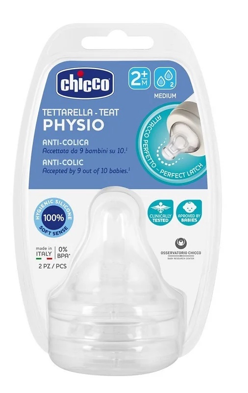 CHICCO Chicco Perfect5 siliconen speen met gemiddelde doorstroom 2-delige set + 2 maanden