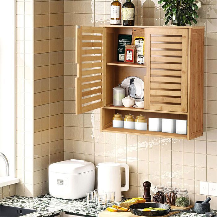 Mobiletto da bagno a parete, pensile portaoggetti, mobiletto per WC, 60x20x70 cm