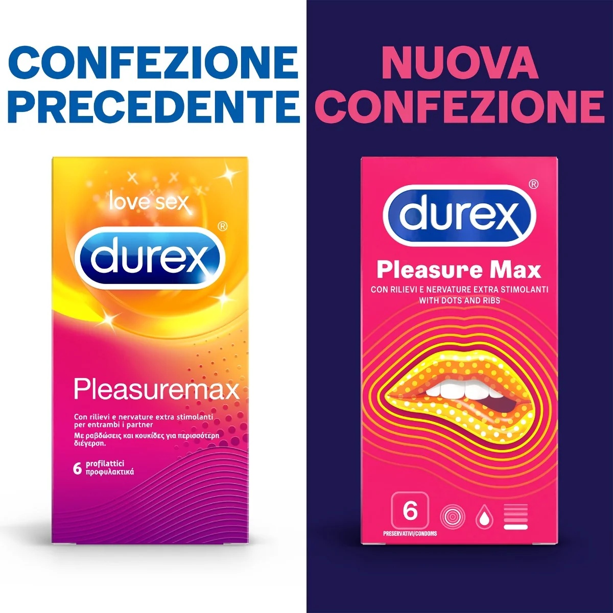 Durex Pleasuremax Stimulierende Kondome, 6 Stück, transparent und gleitmittelbeschichtet