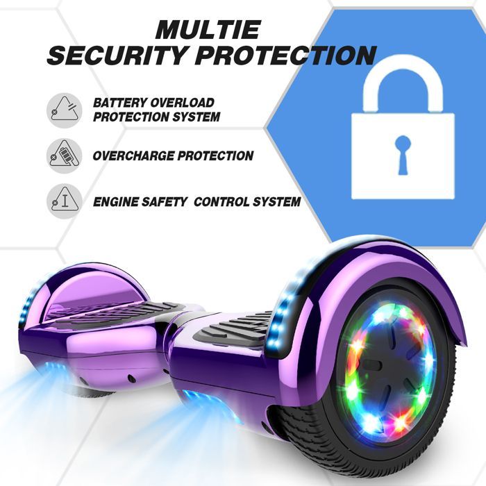 Hoverboard cromado morado de 6,5