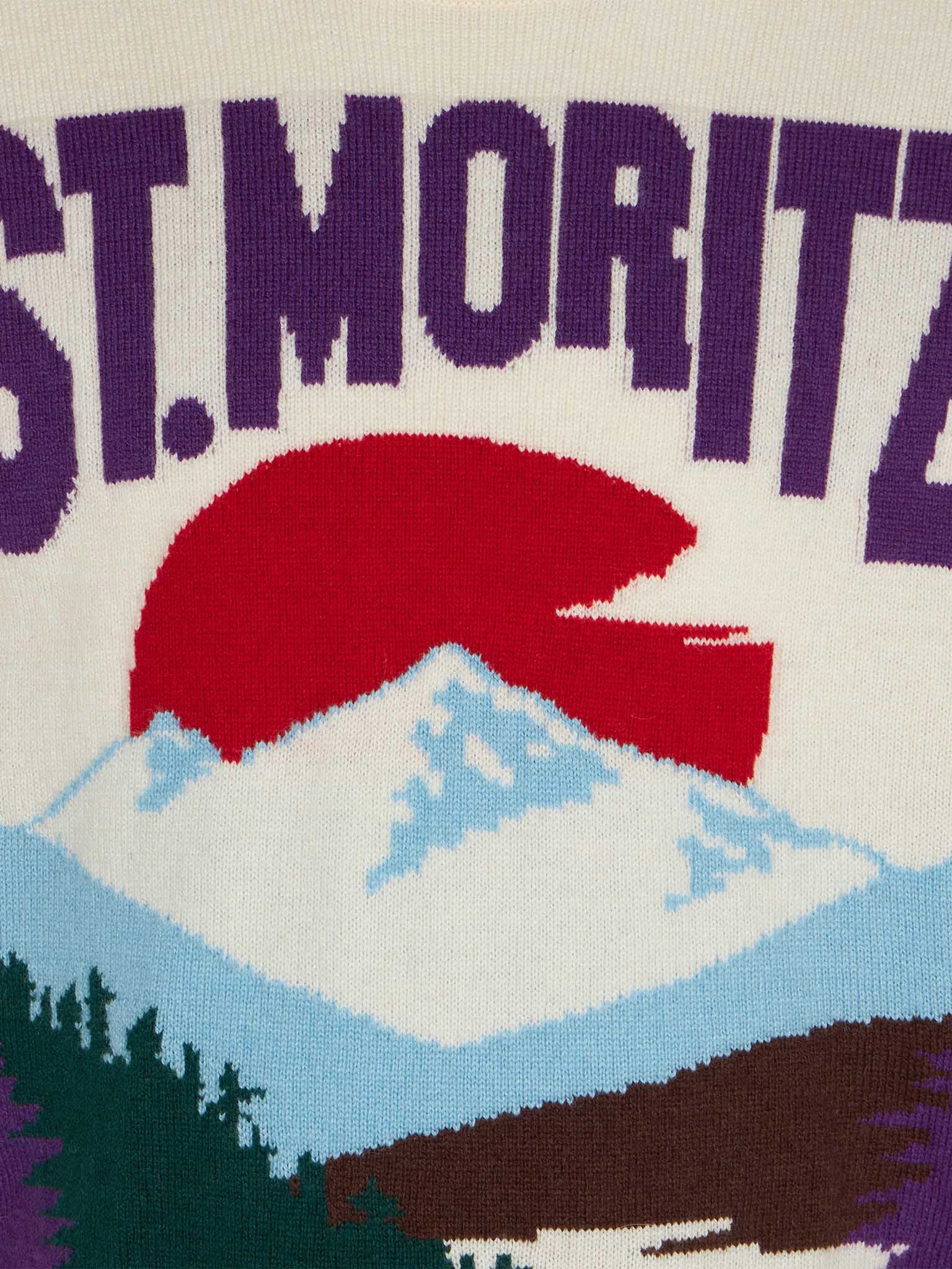 Pigertrøje med rund hals og St. Moritz-postkort