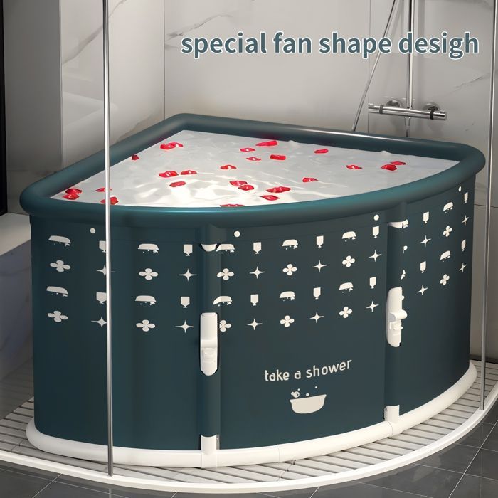 Opvouwbaar bad voor volwassenen en kinderen, 70x70x55 cm, groen, PVC, waaiervormig, opvouwbaar ontwerp, grote inhoud, praktisch