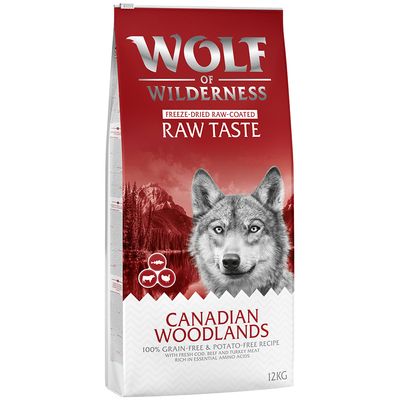 12 kg de croquettes Wolf of Wilderness pour chien + 200 g d'oreilles de lapin séchées offertes !*