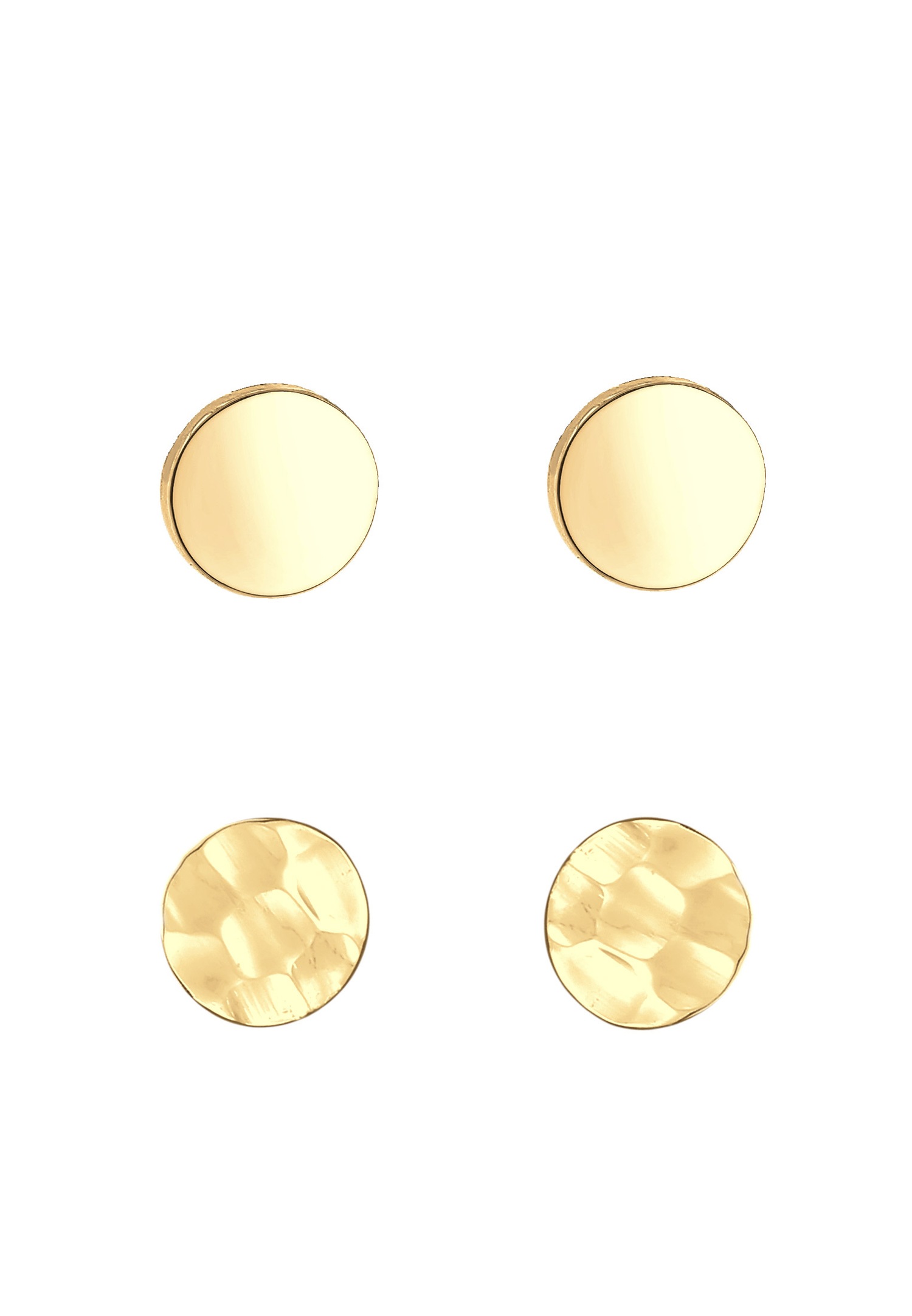 Elli Femmes Clous d'oreilles Set de 2 Martelées Brillantes en Argent Sterling 925
