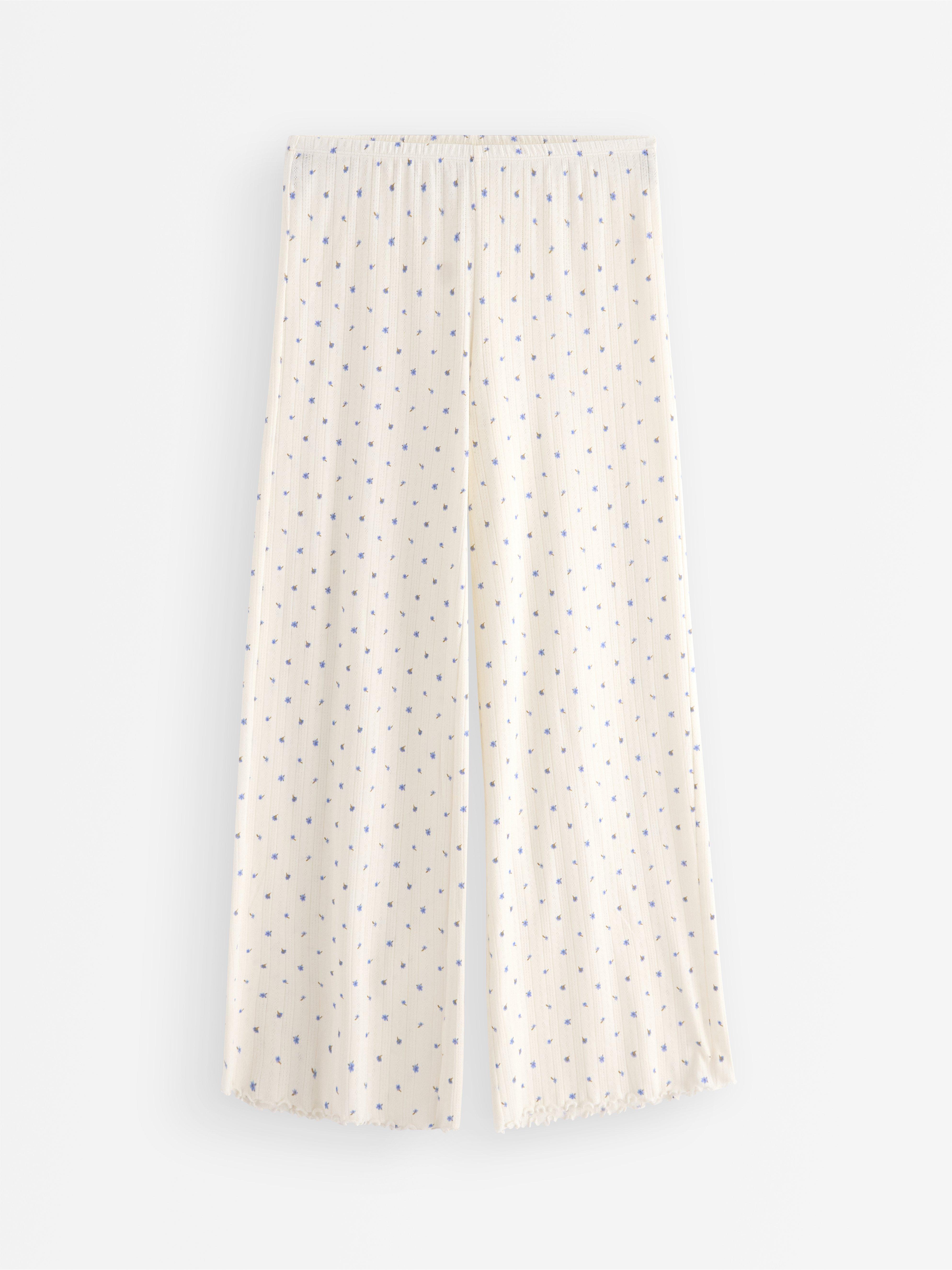 Pyžamové kalhoty Vida v pointelle barvě Off White