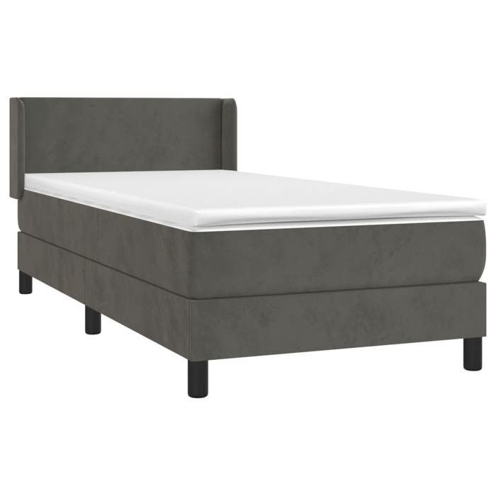 Rete a doghe e materasso - Maison Exclusive - Velluto grigio scuro - 90x200 cm - Massimo relax