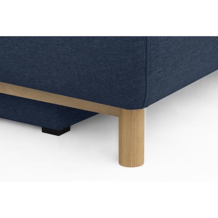 Divano trasformabile a 3 posti - MIKA - Tessuto blu scuro - Vano contenitore - L 192 x H 84 x P 93 cm