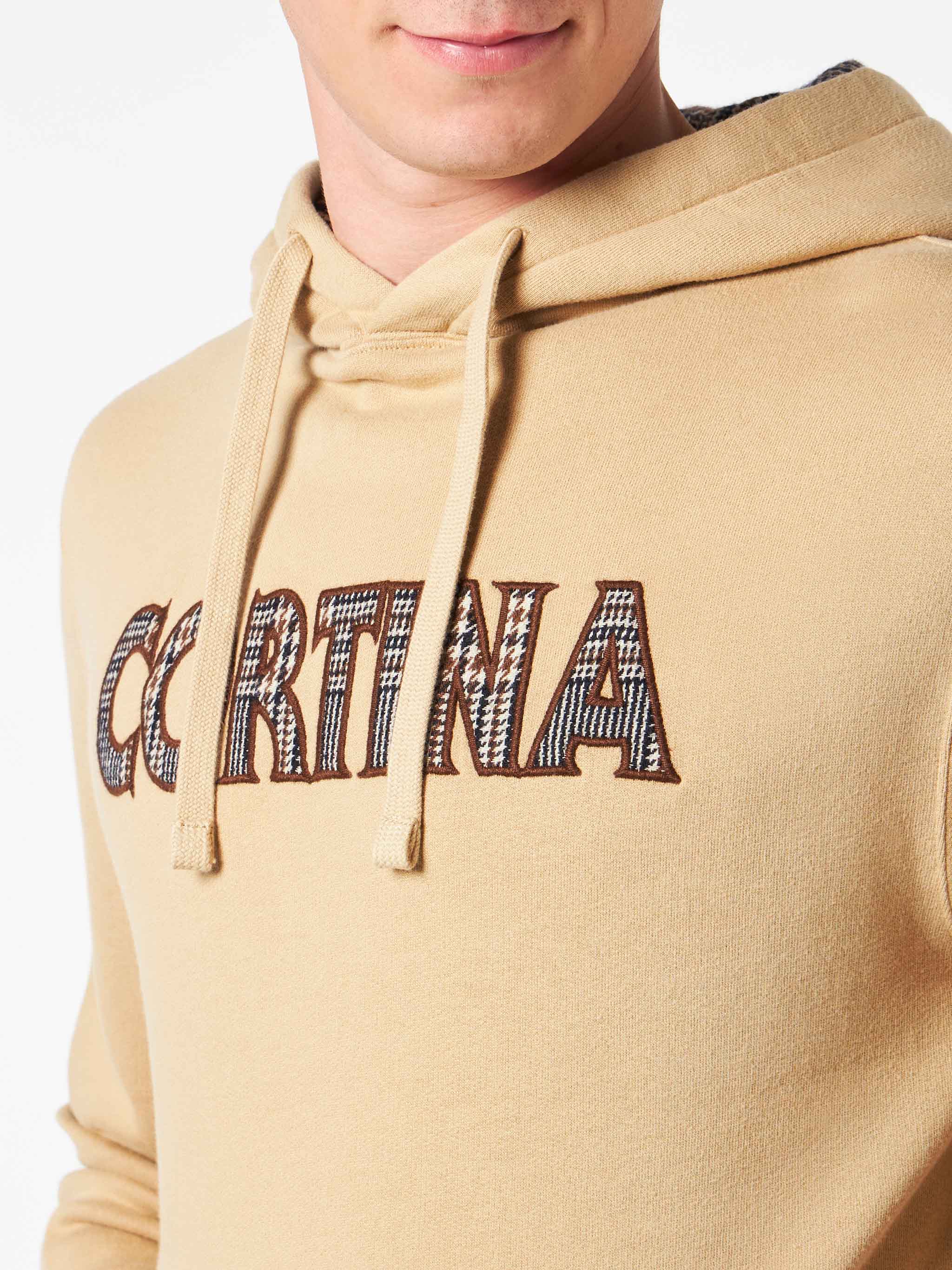 Beige herensweatshirt met Cortina-patch