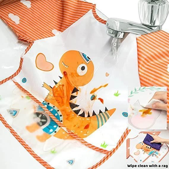 Conjunto de 4 babadores impermeáveis de manga comprida, aventais para alimentação e pintura de bebês, para crianças de 6 meses a 4 anos.