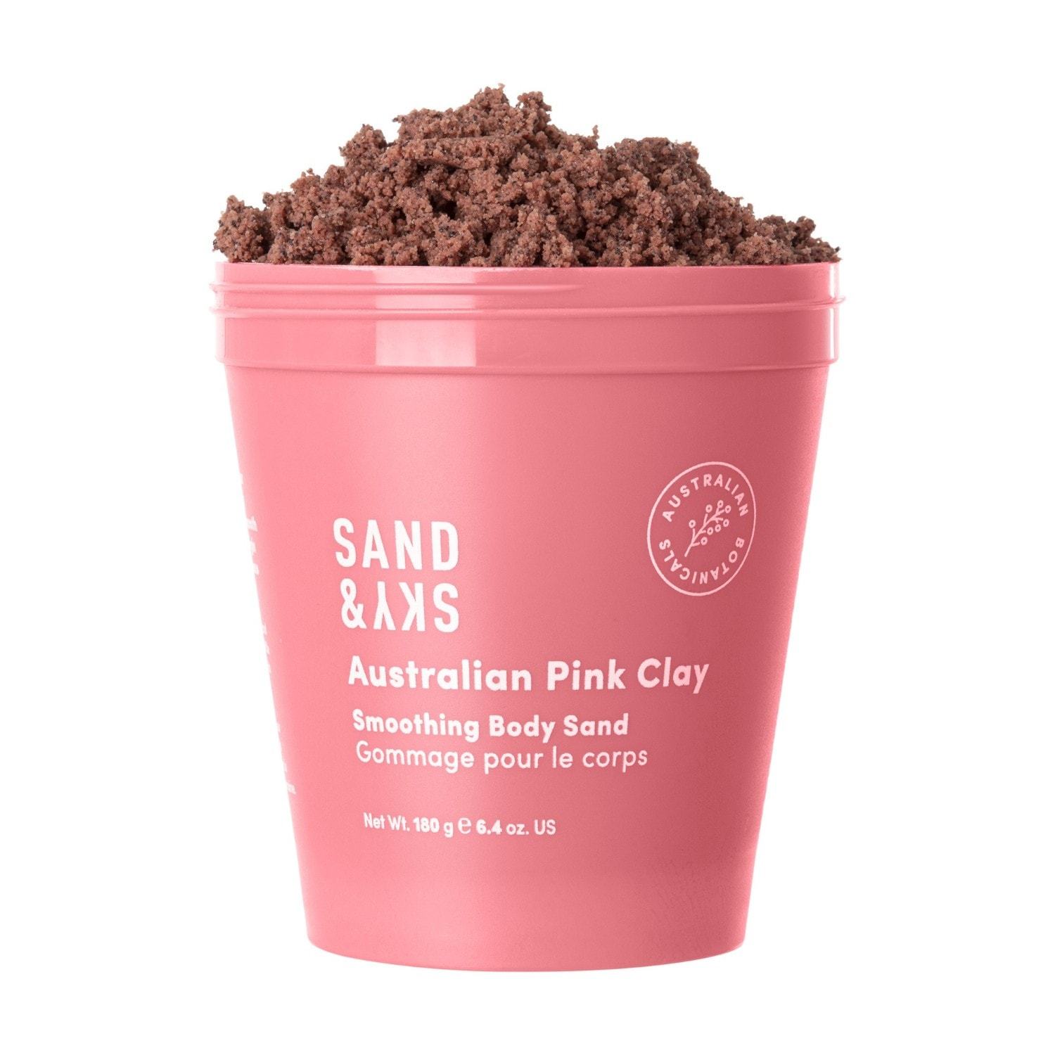 Piling za telo Sand & Sky z avstralsko rožnato glino – Gladilni pesek za telo – 180 g