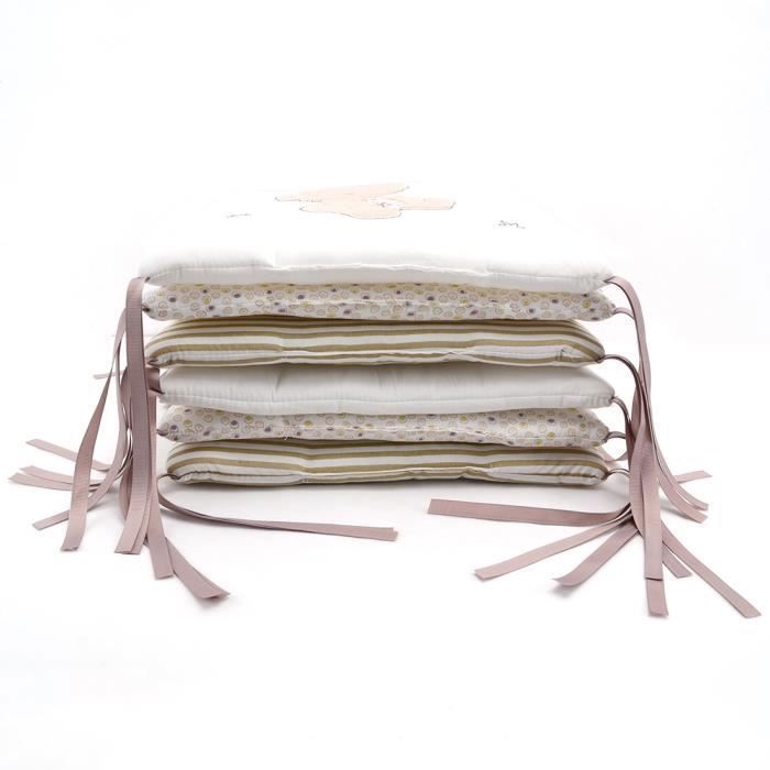 Tour de Lit Bb Qianle - Pare-choc 6 Pices 30x30cm en Coton Mlang - Couleur Beige Beige TOUR DE LIT BEBE