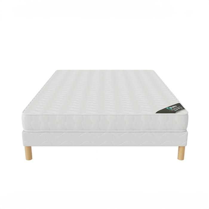 COMFORT Set: Bed Base + Mattress 160x200 cm | Height 15 cm | Polyurethane Foam | 4 Legs | Balanced Comfort