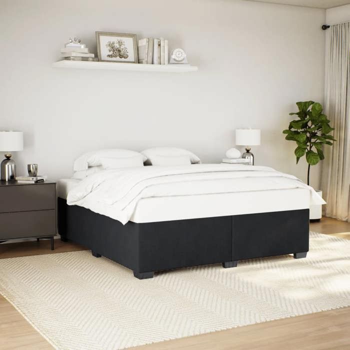 Cama doble CHIC para adultos - 180x200 cm. Estructura de cama negra de terciopelo de 180x200 cm. #Sara92127