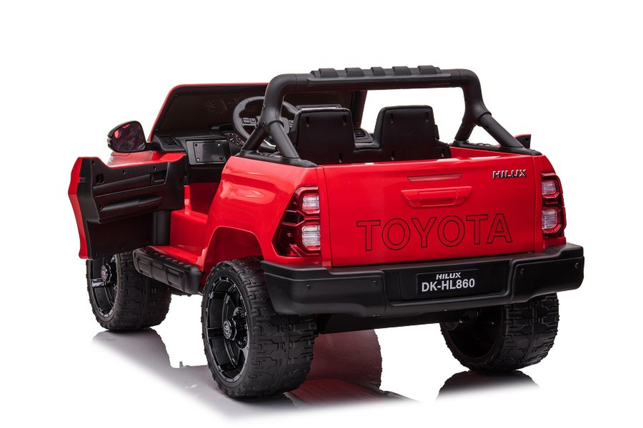 TPFLiving elektrische kinderauto Toyota Hilux - motor: 4 x 12V - accu: 1 x 12 Volt/14Ah, laadvermogen 40 kg, kinderauto - elektrische auto met lederen bekleding en veiligheidsgordel