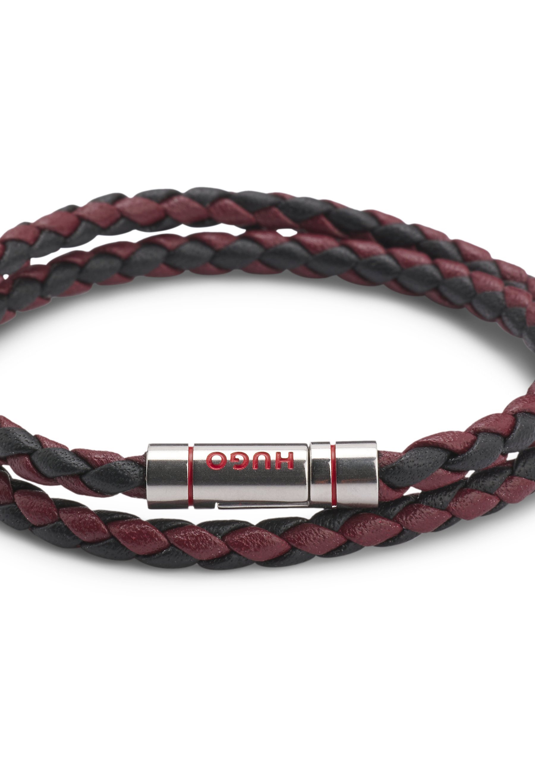 HUGO DOUBLEBRAID UNISEX - Armband - donkerrood