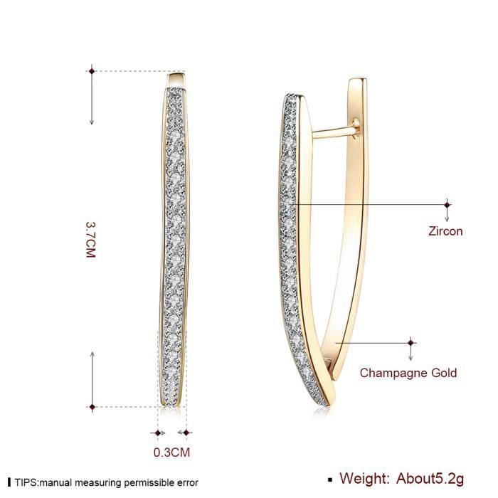 Oorbellen - Champagnegoudkleur - Kubieke zirkonia - 3 mm - 37 mm - Slaapoorbellen