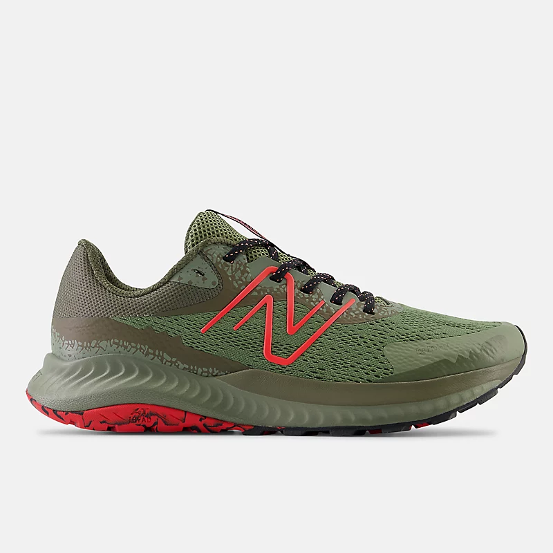 Męskie buty DynaSoft Nitrel V5 – Dark Olivine z Dark Camo ja Neo Flame