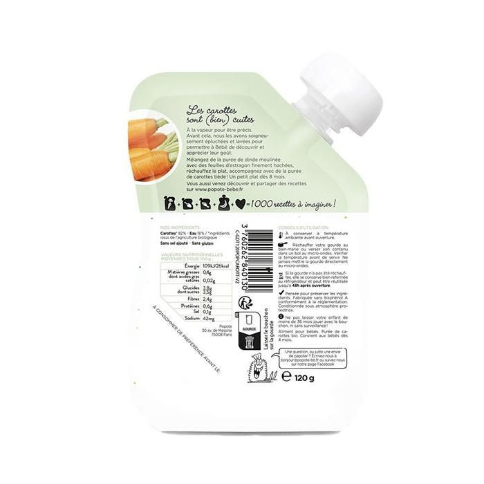 Popote Groentepuree in Zakje met Wortelpuree +4 ml Biologisch 120 g
