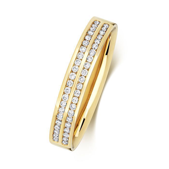 Alliance, EDS JEWELS, Femme, Or 375/1000, Diamant Brillant 0.22 Carat HI - I1, Semi Pavée, 3mm Confort, 44473