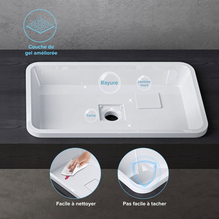 Lavabo empotrado doporro blanco 60cm Colossum104 60x38x12cm Lavabo rectangular con tapa de desagüe