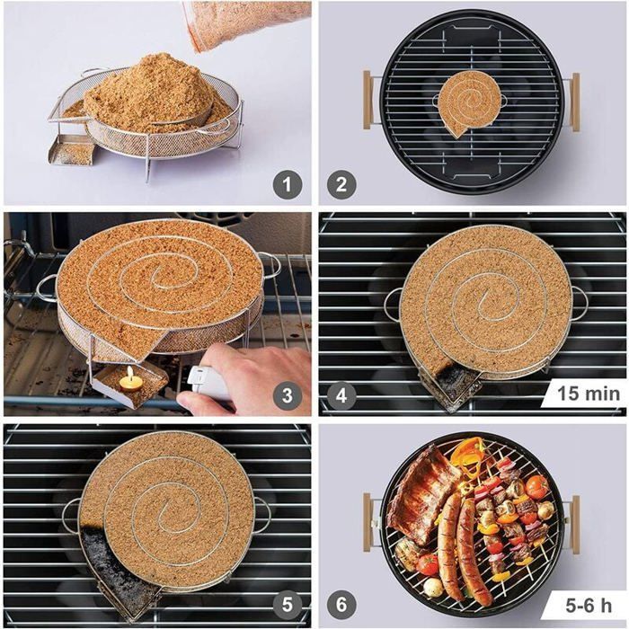 Generatore di fumo freddo per affumicatore, per affumicare carne e pesce, con spazzola per la pulizia, per barbecue.
