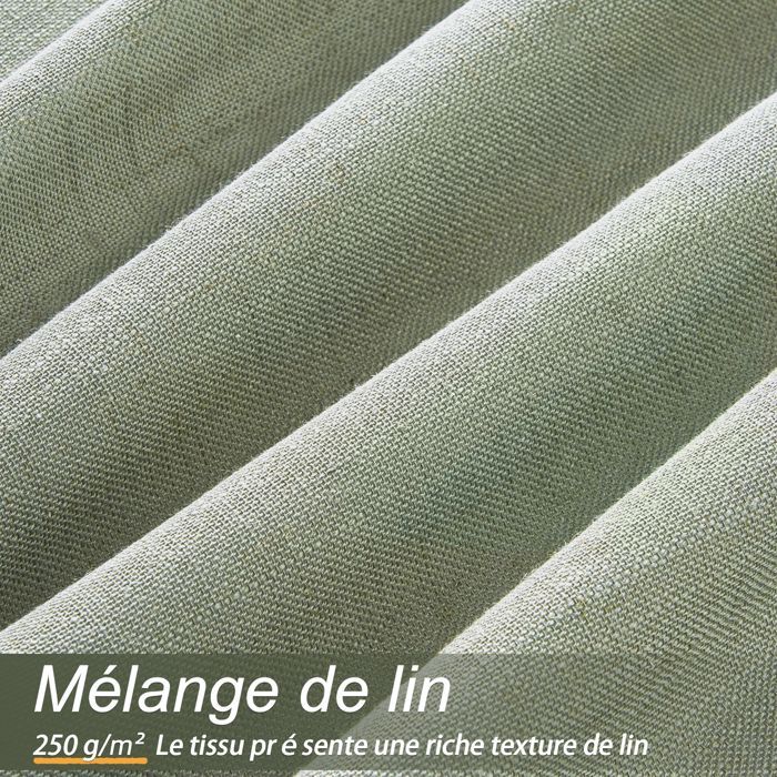 Topfinel Rideaux en Lin Rideaux de Salon Rideau Voilage Semi-Transparent Avec Œillets Rideau Occultant Vert Sauge 140x225cm Lot de