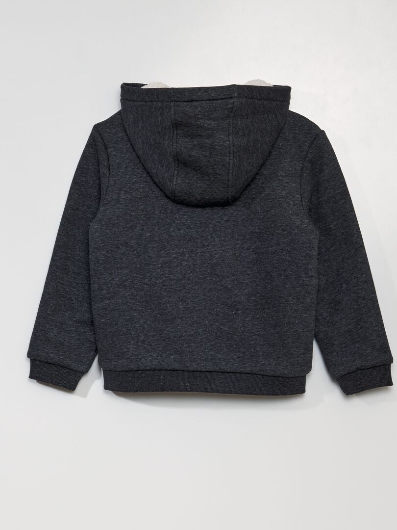 Hoodie met rits - ZWART