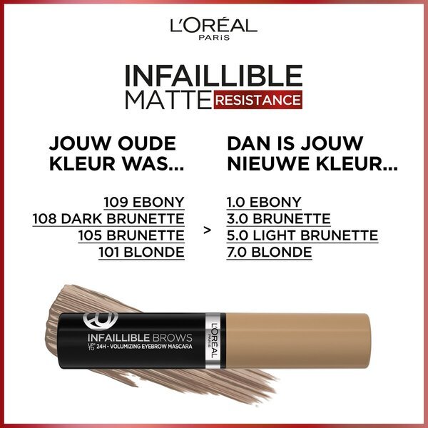 L'Oréal Paris Infaillible Brows 24H 108 водоотпорна маскара за обрве<br>12.1g