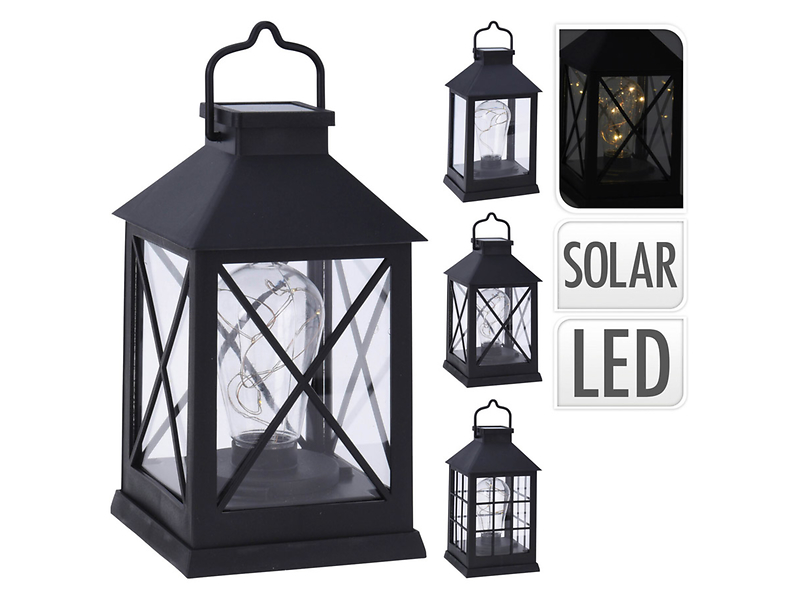 Latarenka solar LED 19 cm czarna mix wzorów