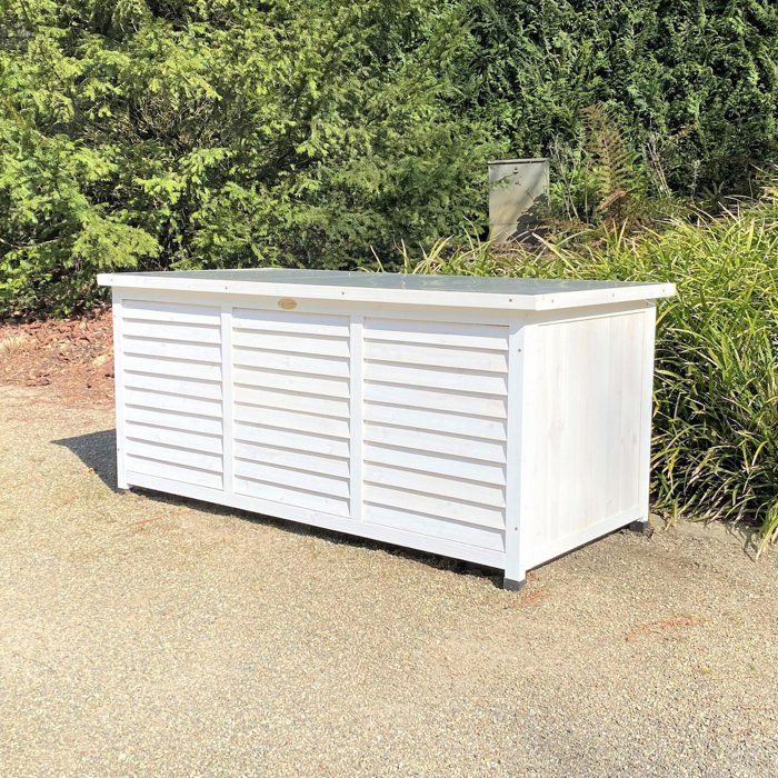 Cassapanca da giardino in legno Rijoka - Cassapanca portaoggetti - Tetto in metallo - 380 L - 1322 x 660 x 605 mm - Bianca