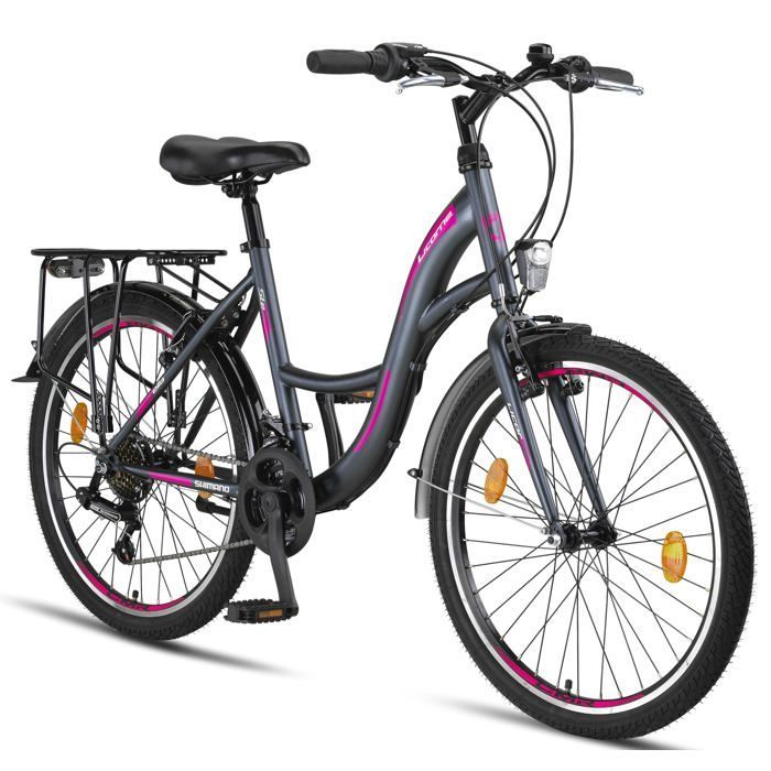 Licorne Bike Stella Premium City Bike 24,26 et 28 pouces – Vélo hollandais, Garçon [24, Anthracite]