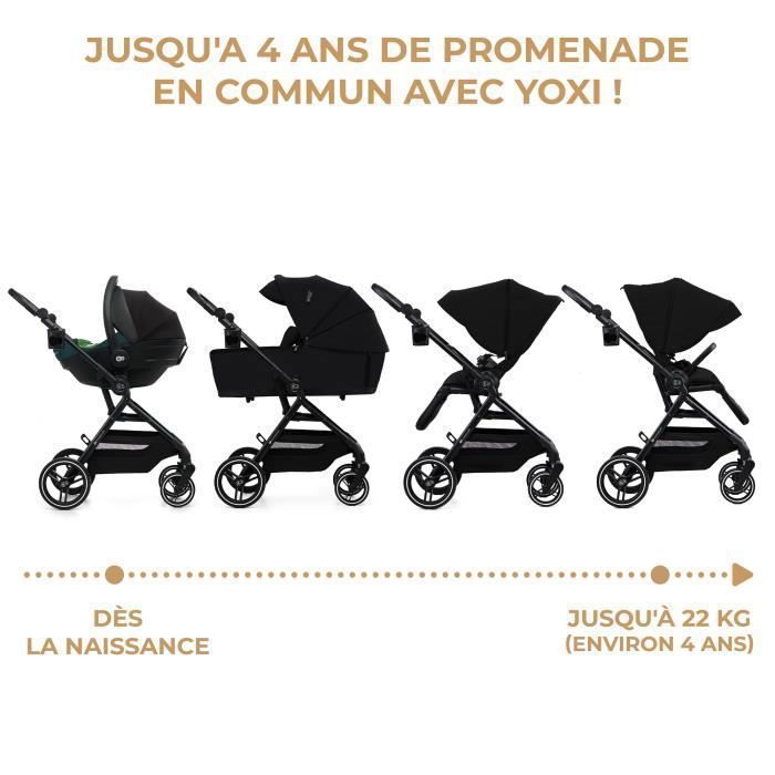 Cochecito multifuncional 2 en 1 Kinderkraft YOXI, ligero y manejable, impermeable con filtro UPF50+, hasta 4 años, negro.